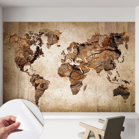 Papier peint autocollant avec imprimé pour décoration intérieure pour rénovation a motif Carte en bois 152x104 cm (1/5)
