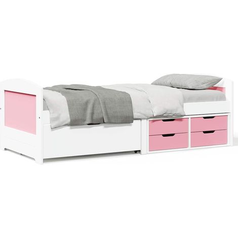 Tagesbett mit 5 Schubladen ohne Matratze Weiß Rosa 90x200cm (1/5)