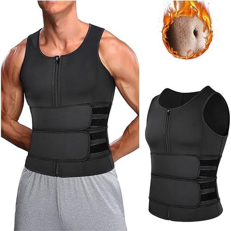 Vêtements de sauna pour homme - respirants et gainants - évacuant l'humidité - pour le fitness et l'amincissement - gilet de sauna respirant - taille L (1/5)