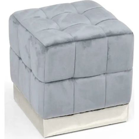 Eleganter pouf aus himmelblauem velvet Ø40x40h