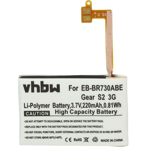 vhbw Akku Ersatz für Samsung EB-BR730ABE für Smartwatch Uhr Fitnessarmband (220 mAh, 3,7 V, Li-Polymer) + Werkzeug-Set