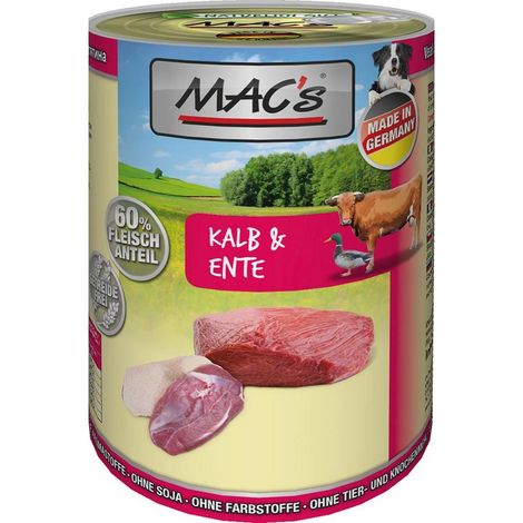 Macs Dog Hundenassfutter Adult getreidefrei 400 g Kalb & Ente Nassfutter Hunde