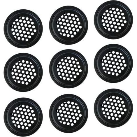 Lot de 10 grilles de ventilation noires, 19 mm, en acier inoxydable, pour la dissipation de la chaleur (1/4)