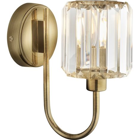 Endon Berenice Lampada da parete con paralume in vetro in ottone anticato (1/5)