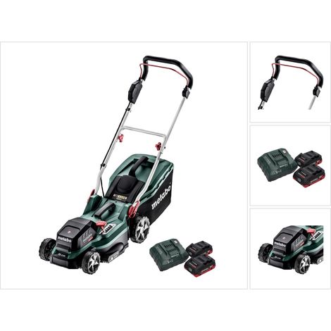 Metabo RM 36-18 LTX BL 36 Akku Rasenmäher 36 V ( 2x 18 V ) LTX Brushless + 2x Akku 4,0 Ah + Ladegerät