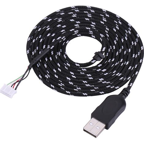 Câble USB de 2,2 mètres pour Souris Steelseries Kana - Noir et Blanc