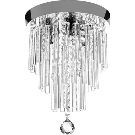 LÁMPARA de TECHO APP787-3C CRISTAL REDONDO 3-PUNTOS de LUZ G9 25X25X35CM