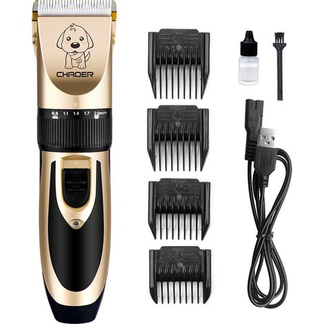 Tondeuse à Cheveux Professionnelle USB Rechargeable pour Animaux de Compagnie, Tondeuse à Cheveux silencieuse sans Fil avec 4 Peignes, pour Chiens, Chats, Animaux de Compagnie, Cou (1/5)