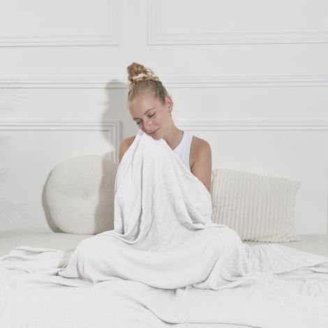 Couvre Lit - SENSLY - Rafraîchissant - Bambou - Gris