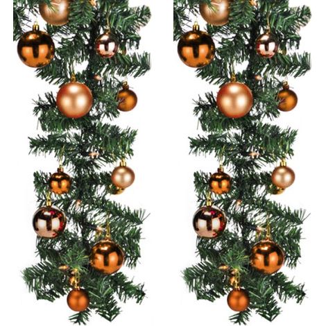 Tannengirlande 540 cm mit 70 LED + 30 Baumkugeln Orange-MLK066W-TA+MYW99830-Orange (1/5)