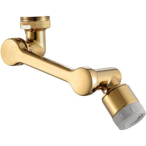 Aérateur de robinet pivotant à 1080 degrés, pulvérisateur universel à 2 fonctions, rallonge de robinet, laiton, or brossé (1/5)