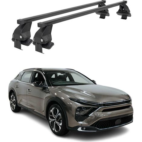 OMAC Dachträger Querträger Stahl für Citroen C5 X 2022-2026 – Abschließbar – City-Crash-getestet – DIN 75302:2019 – ISO/PAS 11154:2006 – Max. 50 kg Schwarz (1/5)