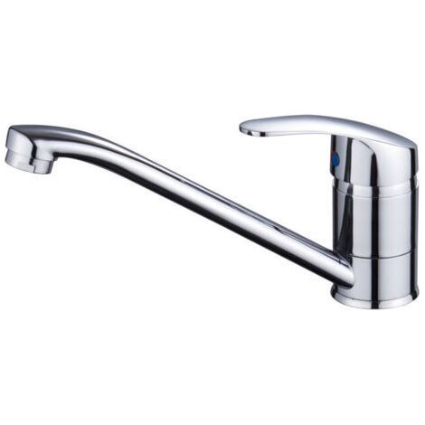 Mitigeur d'Evier, Robinet de Cuisine Monocommande, Chromé, Argent, S (1/5)