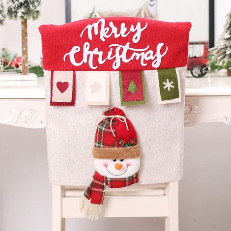 Housse De Chaise - Décoration De Noël - Pour Chaise À Dossier Sans Accoudoirs - 1 Pièce (1/3)