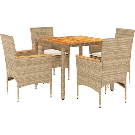 Maison Exclusive - 5-tlg. Garten-Essgruppe mit Kissen Beige Poly