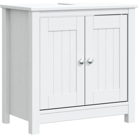 Meuble de salle de bain BERG blanc 60x34x59 cm bois pin massif (1/5)