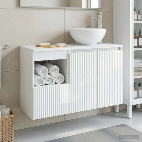vidaXL Bathroom Furniture Set 2 pcs High Gloss White Engineered Wood (1/5)