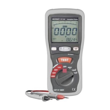 VOLTCRAFT ET-100 Misuratore di isolamento 125 V, 250 V, 500 V, 1000 V 400 MΩ (1/2)