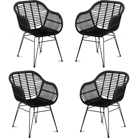Nest Dream - Pack de 4 chaises de salle à manger - Midi - Ratán oscuro (1/3)
