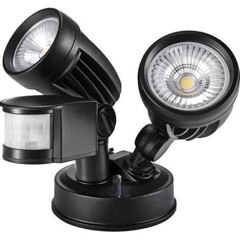 26-W-LED-Außenstrahler mit Bewegungsmelder, 3000 lm, Doppelkopf, 180° verstellbarer Abstrahlwinkel, IP65 wasserdichter LED-Spot für Garage, Garten, Terrasse, Eingang, Einfahrt (1/5)
