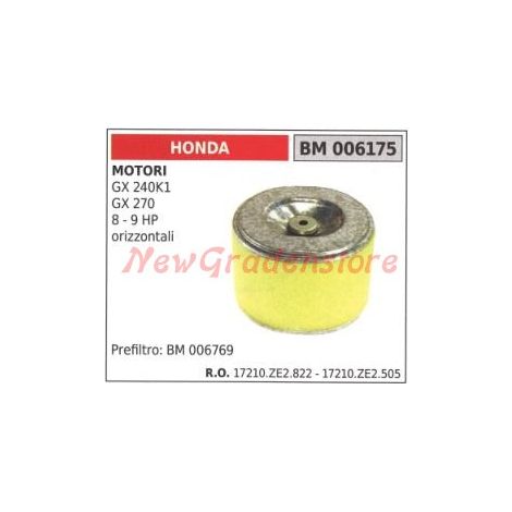 Filtro aria HONDA motore GX 240K1 270 8 9 HP  006175 194010 17210-ZE2-822   17210-ZE2-505