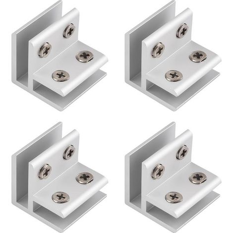 Pince en verre, Lot de 4 pinces ajustables à 90 degrés en alliage d'aluminium pour support d'étagère en verre, Connecteur pour verre de 58 mm d'épaisseur (1/5)