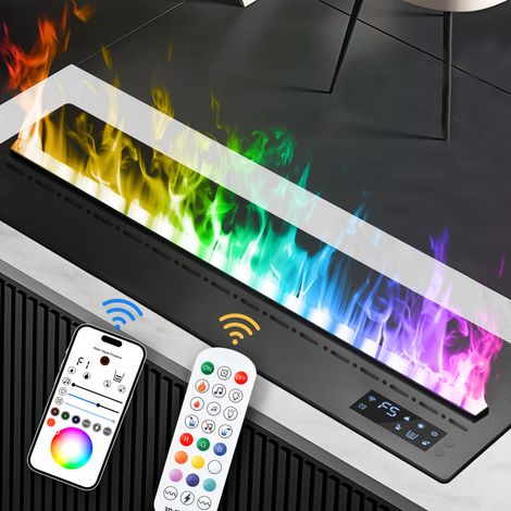 Elektrokamin 3D Dampfkamin 50cm, mehrfarbige Flammen, Fernbedienung, Wasserhahn-Nachfüllung