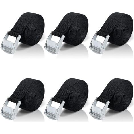 Sangle d'arrimage de 2 m, lot de 4 sangles avec boucle en alliage de zinc pour fixer un porte-bagages moto/voiture/vélo/bagages