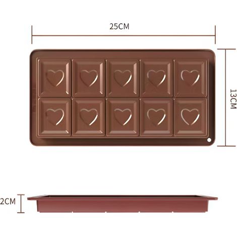 Moules à chocolat en forme de cœur - Moules en silicone faits main - Souples et sans BPA - Compatibles four et congélateur - Réutilisables - Lot de 3 (1/5)