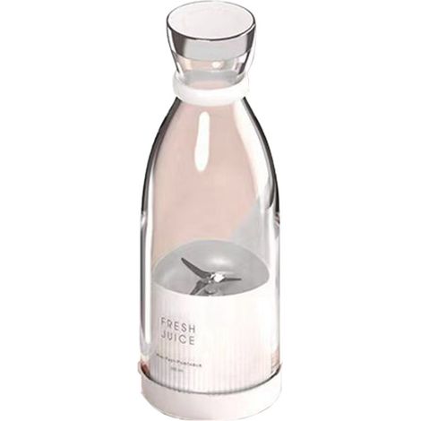 Mini extracteur de jus bouteille blanc portable rechargeable sans fil 4 lames mixeur blender pour fruits (1/5)