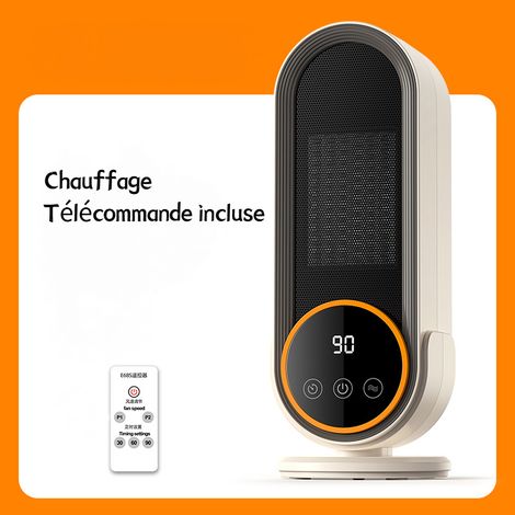 Chauffage céramique PTC – 2 réglages de température, 3 réglages de minuterie, télécommande incluse et dispositifs de sécurité. (1/5)
