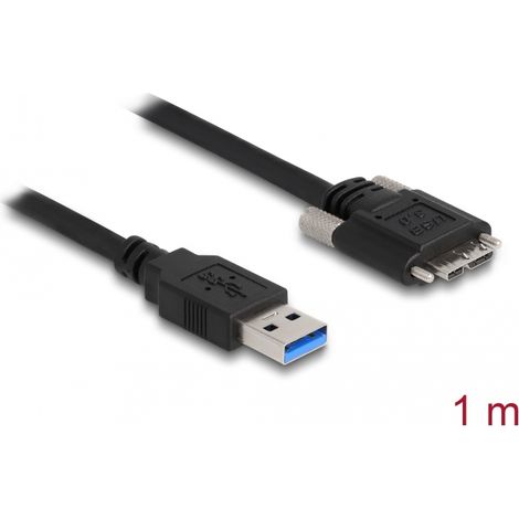 Delock Cable USB 3.0 Tipo A macho a Tipo Micro-B macho con tornillos 1 m