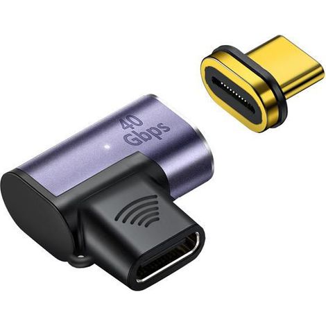 Adaptador magnético MicroConnect USB4 Gen 3x2 de 90° 1100903, MC-USB4CCMF-MAGNETIC
