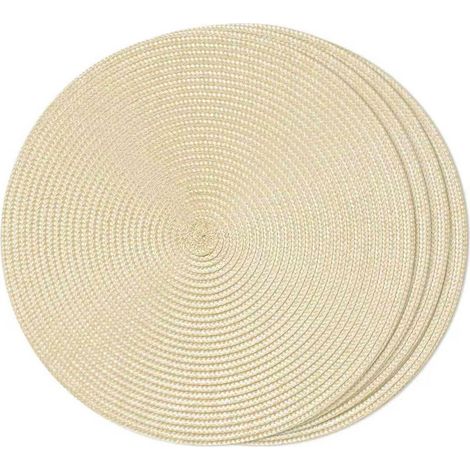 Lot de 4 Sets de Table Ronds tressés pour Tables de Salle à Manger, lavables, antidérapants, 38,1 cm (Ivoire, 4 pièces) (1/5)