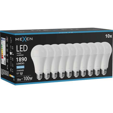 Mexen Nova 10x LED-Glühbirne E27, A70, 18W, Kaltweiß - 6500K, 1890 lm - L100-E27-1865-01x10 (1/5)
