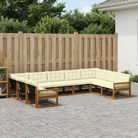 vidaXL Outdoor-Sofagarnitur mit Kissen 9 pcs Natur und Creme (1/5)