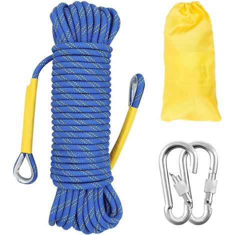Static Climbing Rope 12mm Rope Accessory Equipment 10m Escape Rope with 2 Carabiners for Ice Climbing Equipment Fire Rescue (1/5)