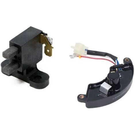 Universal AVR Voltage Regulator for Diesel Gasoline Generator 5-6.5KW 1PH 220V Half Moon Style, Replacement Part for Power Generator Brush Holder with Carbon Brushes for 3 Phase 400V (1/4)