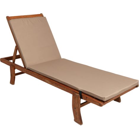 Coussin de chaise longue 190x60x4cm, coussin pour chaise longue de jardin, chaise longue en bois beige, coussin de chaise longue de piscine (1/4)