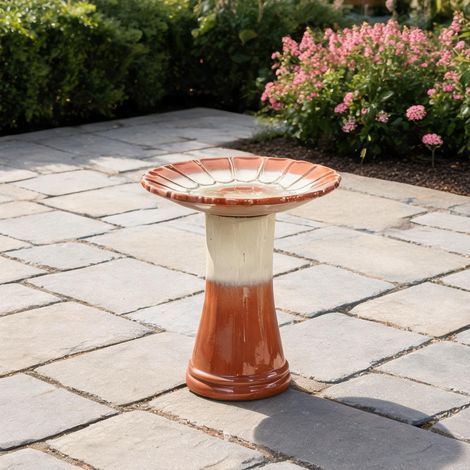 Bain d'oiseaux en céramique émaillée rouge classique Ø 43 cm (1/5)