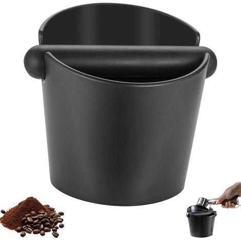 Boîte à marc de café noir avec barre de frappe amovible, base antidérapante poubelle expresso bar restaurant cuisine (1/5)
