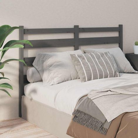 vidaXL Cabecero de cama madera maciza de pino gris 206x4x100 cm (1/5)