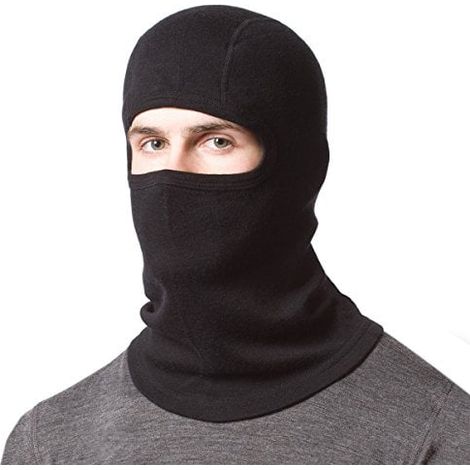 Cagoule en laine mérinos mi-épaisse, Noir, Taille Unique, passe-montagne thermique, masque couvre-visage, bonnet cagoule extensible, protection hivernale, confort doux, 1 pièce (1/2)