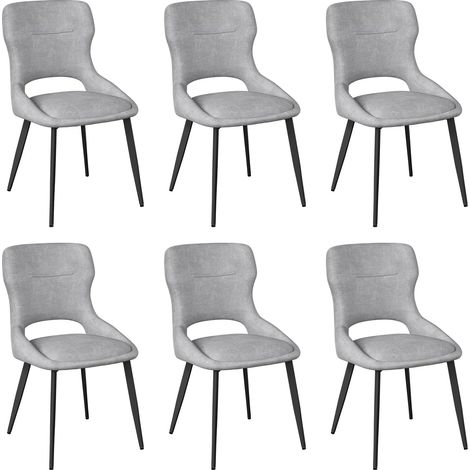 WOLTU Lot de 6 Chaises de Salle à Manger, Chaise avec Pieds en Métal, Recouvert de Chenille, Siège Rembourré d'Éponge, Gris (1/5)
