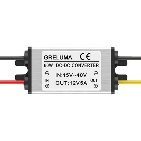 1Pc DC 24v à 12v Convertisseur Abaisseur Réducteur Régulateur 5A 60W Adaptateur d'alimentation pour Système Solaire De Véhicule De Camion De Voiture Auto (Entrées DC 15-40V)
