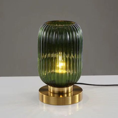 Lampe de table, lampe de chevet moderne du milieu du siècle, lampe de bureau en verre, veilleuse vintage avec ampoule (blanc chaud) (1/5)