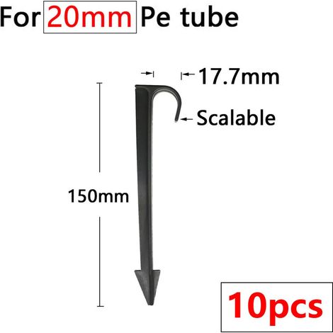 Support de tuyau d'irrigation goutte à goutte en forme de « C » (20 mm) pour jardin, tiges fixes 1/4" et 3/8", à insérer dans le sol (1/5)