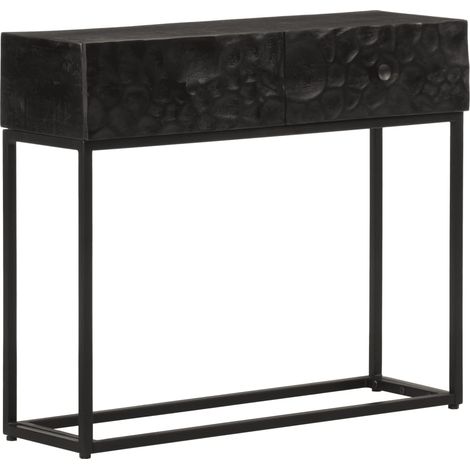Konsolentisch Schwarz 90x30x76 cm Massivholz Mango und Eisen