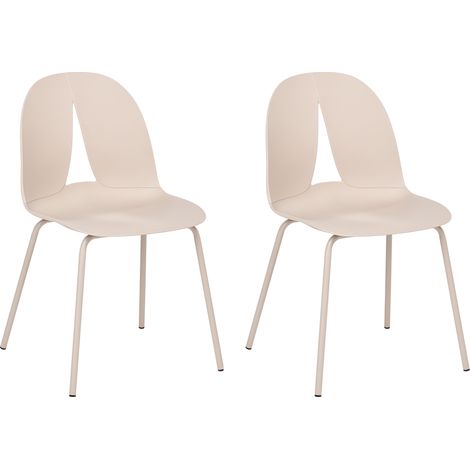Conjunto de 2 sillas de jardín con asiento y respaldo de material sintético y patas de metal beige Bolgheri (1/5)