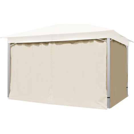 Rideaux (set de 4 toiles) pour tonnelle de jardin TOOLPORT Sunset Classic 3x4 m couleur champagne (1/5)